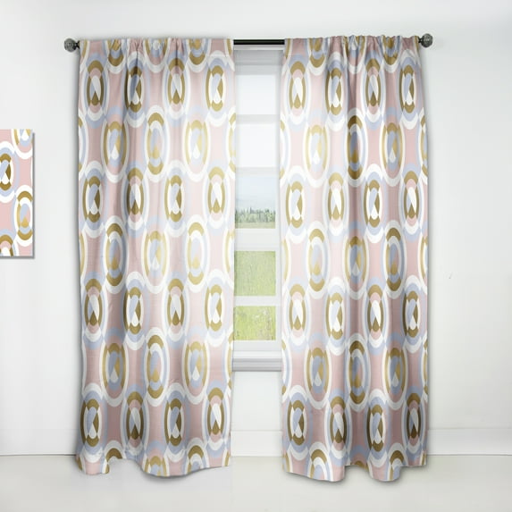 Designart 'Circular Geometric Shapes Retro pattern I' Mid-Century Modern Curtain Panel