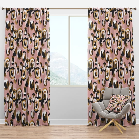 Designart 'Circular Geometric Shapes Retro pattern II' Mid-Century Modern Blackout Curtain Panel