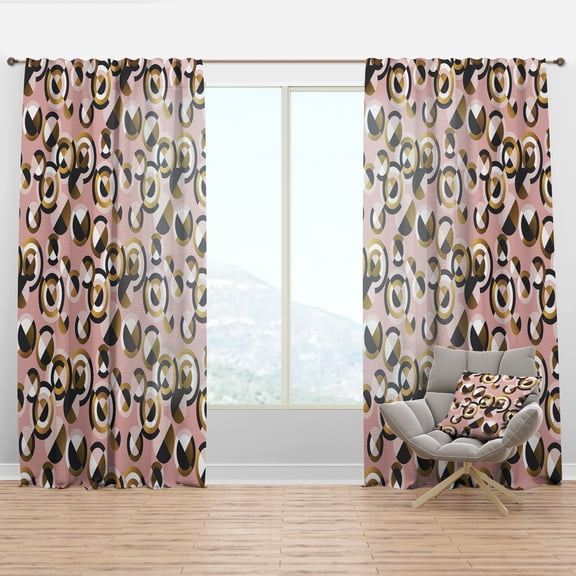 Designart 'Circular Geometric Shapes Retro pattern II' Mid-Century Modern Curtain Panel