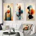 thumbnail image 1 of Designart "Circular Geometry in Retro Orange and Blue III" Modern Geometric Framed Wall Art Set Of 3 - Orange Abstract Geometric Frame Canvas Set For Living Room Decor, 1 of 6