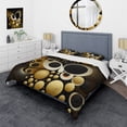 thumbnail image 1 of Designart "Circular Golden Cosmos II" Modern Geometric Bedding Covert Set - Abstract Geometric Black Abstract Bed Set With 2 Shams, 1 of 6