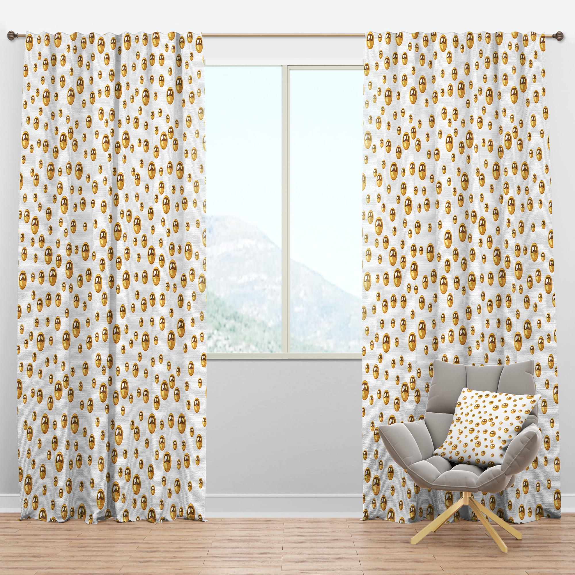 Designart 'Circular Golden Pattern II' Mid-Century Modern Blackout Curtain Panel