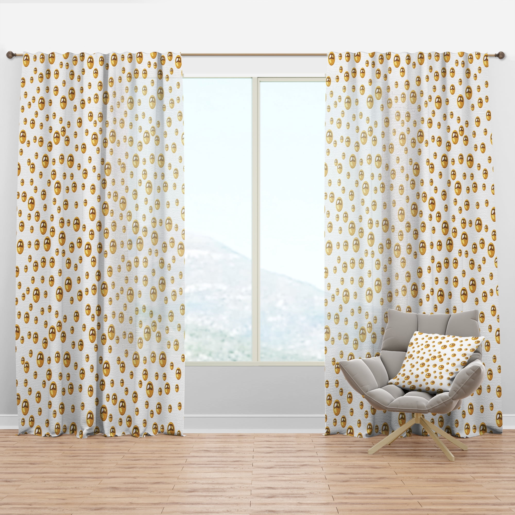 Designart 'Circular Golden Pattern II' Mid-Century Modern Curtain Panel