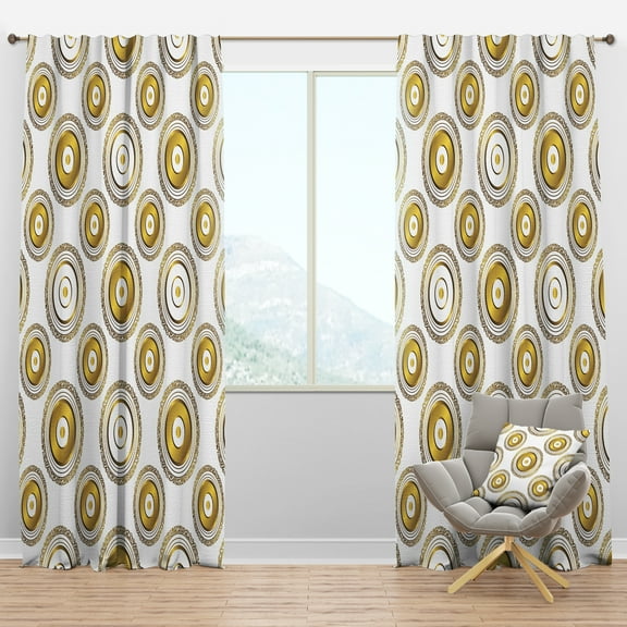 Designart 'Circular Golden Retro Pattern I ' Mid-Century Modern Blackout Curtain Panel