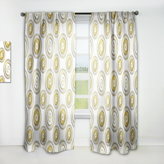 Designart 'Circular Golden Retro Pattern I ' Mid-Century Modern Curtain Panel