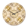 thumbnail image 1 of Designart 'Circular Golden Retro Pattern I ' Mid-Century Modern Wood Wall Clock, 1 of 5