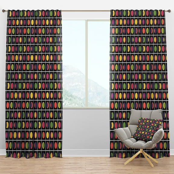 Designart 'Circular Moons Retro Pattern' Mid-Century Modern Blackout Curtain Panel