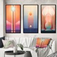 thumbnail image 1 of Designart "Circular Pastel Minimalism Moon Phases V" Modern Geometric Framed Wall Art Set Of 3 - Pink Abstract Frame Canvas Set For Living Room Decor, 1 of 7