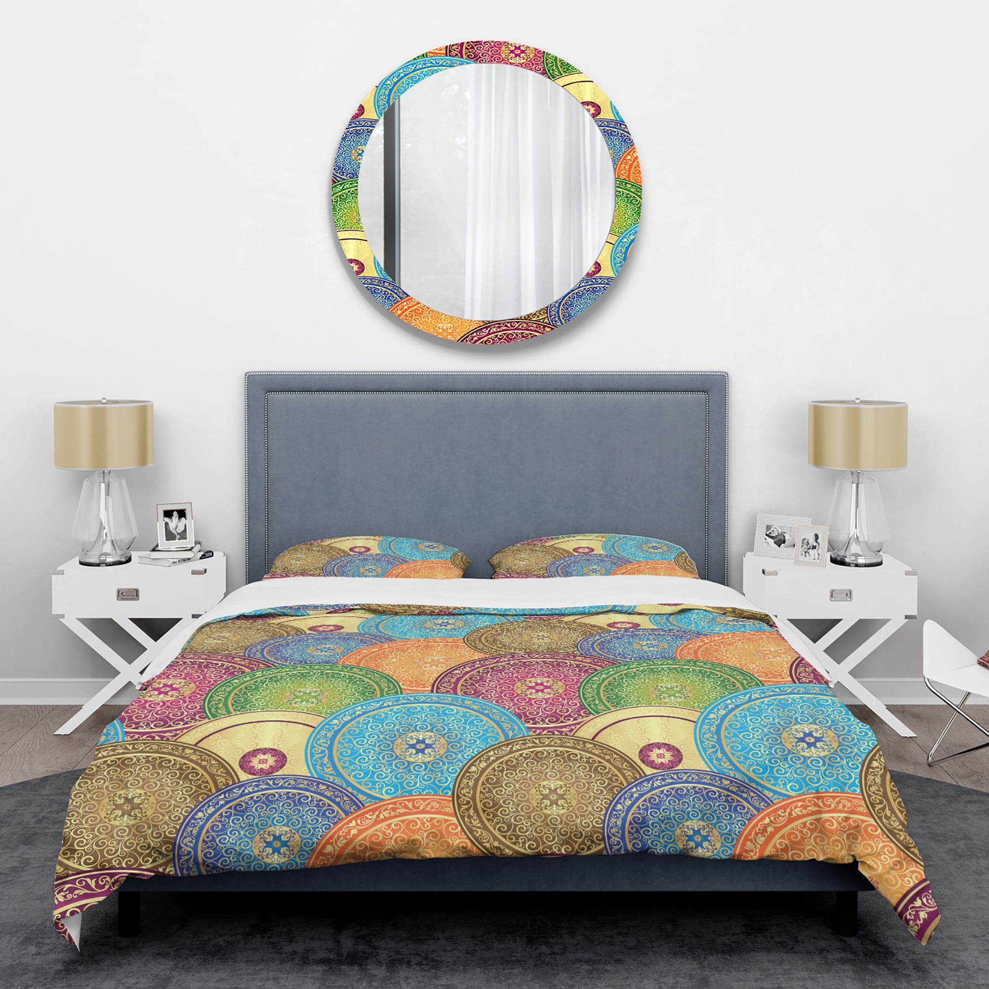 Designart 'Circular Retro Design IV' Mid-Century Modern Duvet Cover Set
