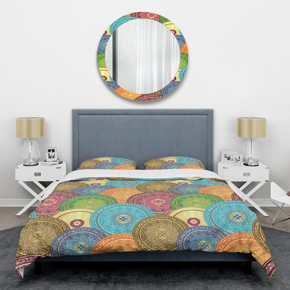 Designart 'Circular Retro Design IV' Mid-Century Modern Duvet Cover Set