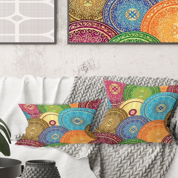 Designart Circular Retro Design IV' Mid-Century Modern Throw Pillow - 16x16