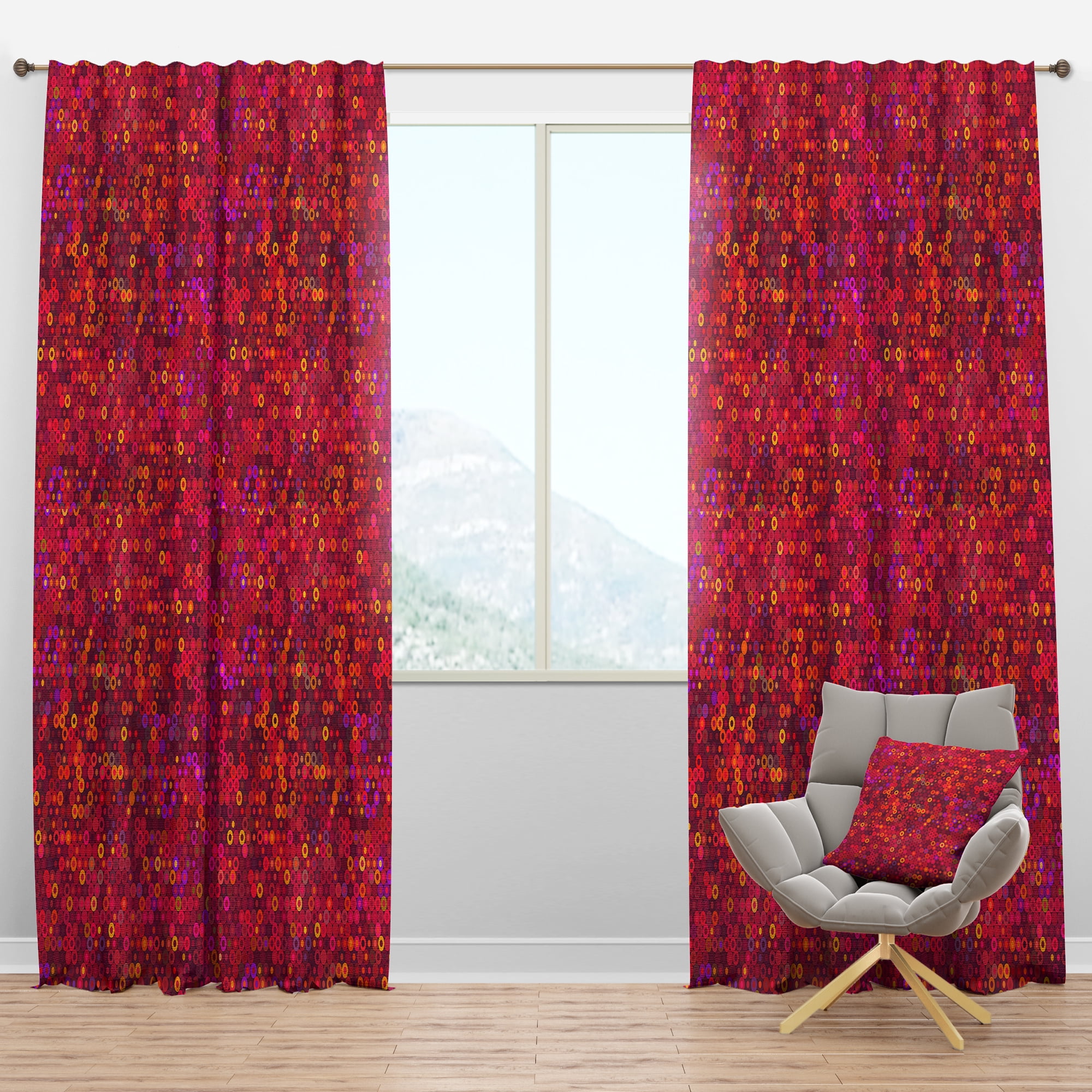 Designart 'Circular Retro Pattern Design II' Mid-Century Modern Blackout Curtain Panel