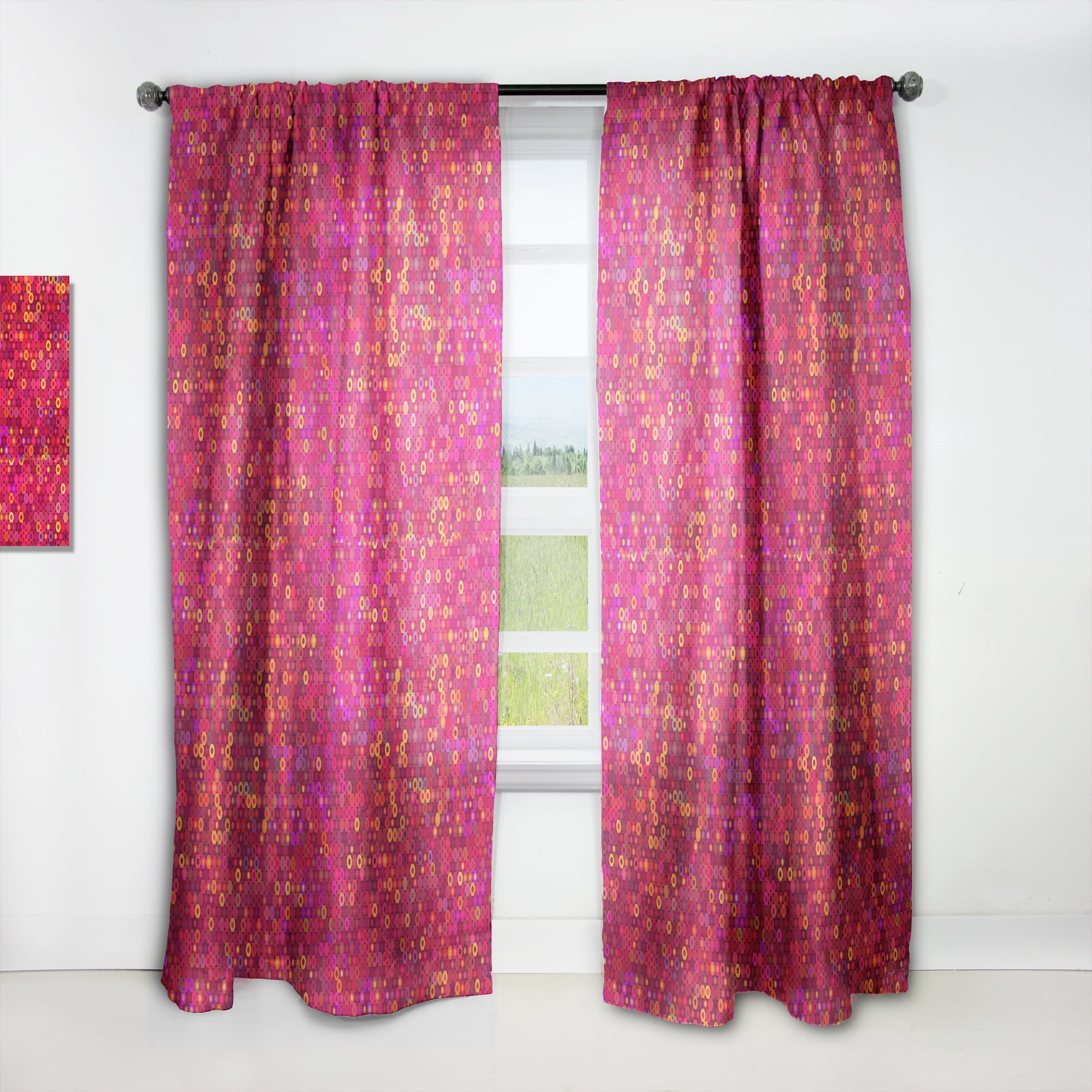 Designart 'Circular Retro Pattern Design II' Mid-Century Modern Curtain Panel