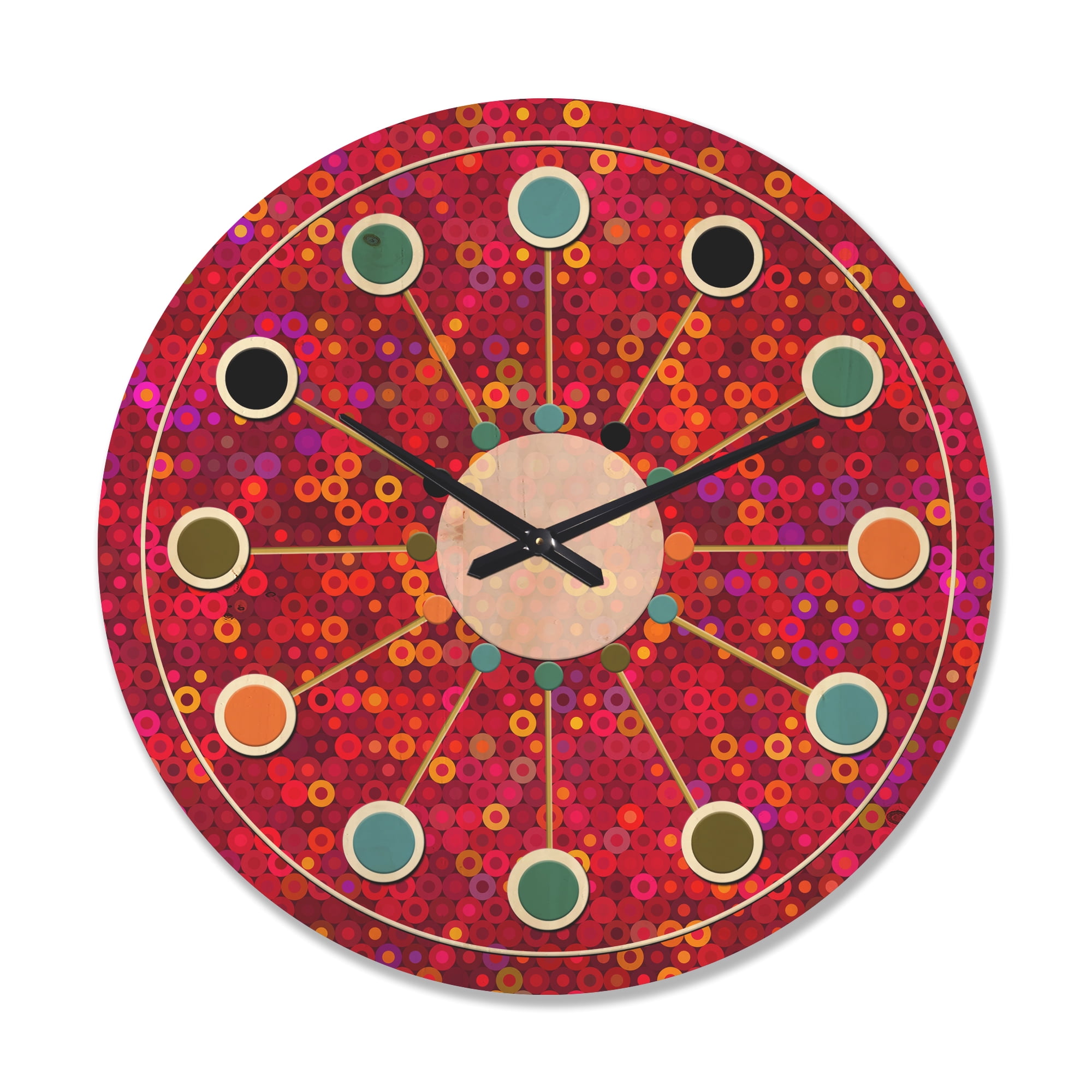 Designart 'Circular Retro Pattern Design II' Mid-Century Modern Wood Wall Clock