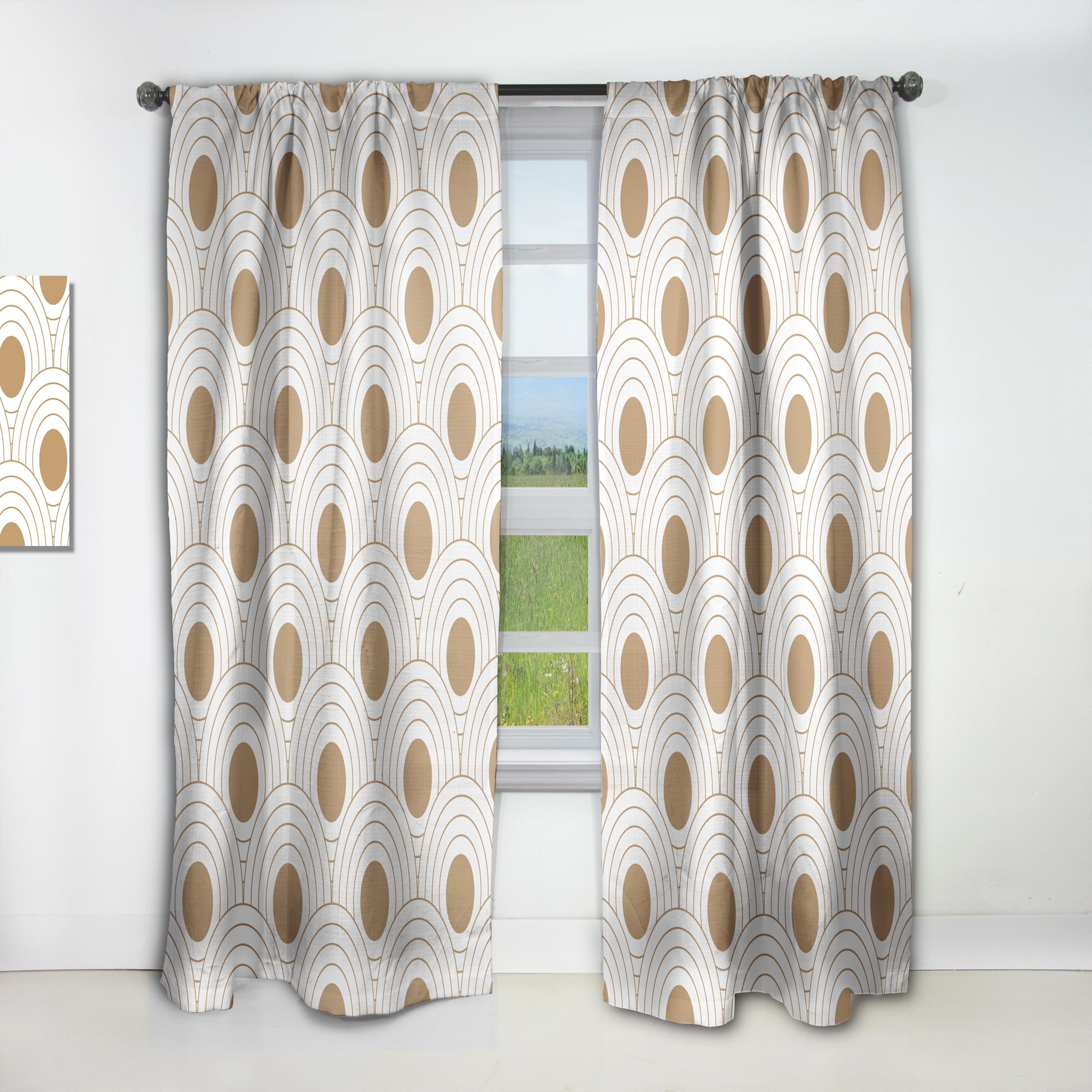 Designart 'Circular Retro Pattern Design' Mid-Century Modern Curtain Panel