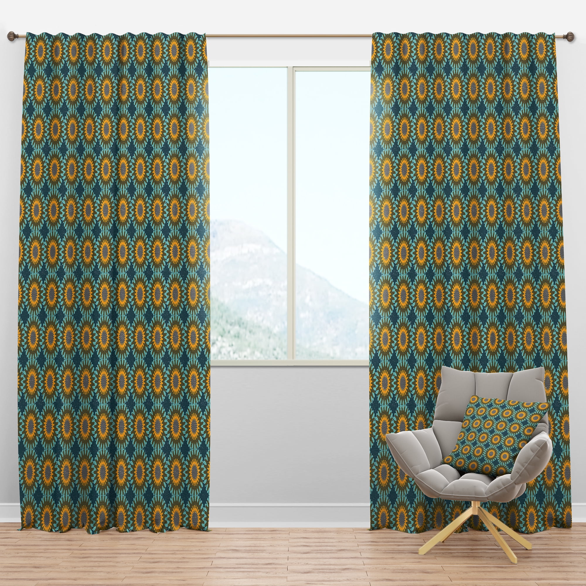 Designart 'Circular Retro Pattern II' Mid-Century Modern Blackout Curtain Panel