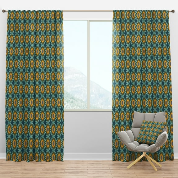 Designart 'Circular Retro Pattern II' Mid-Century Modern Blackout Curtain Panel