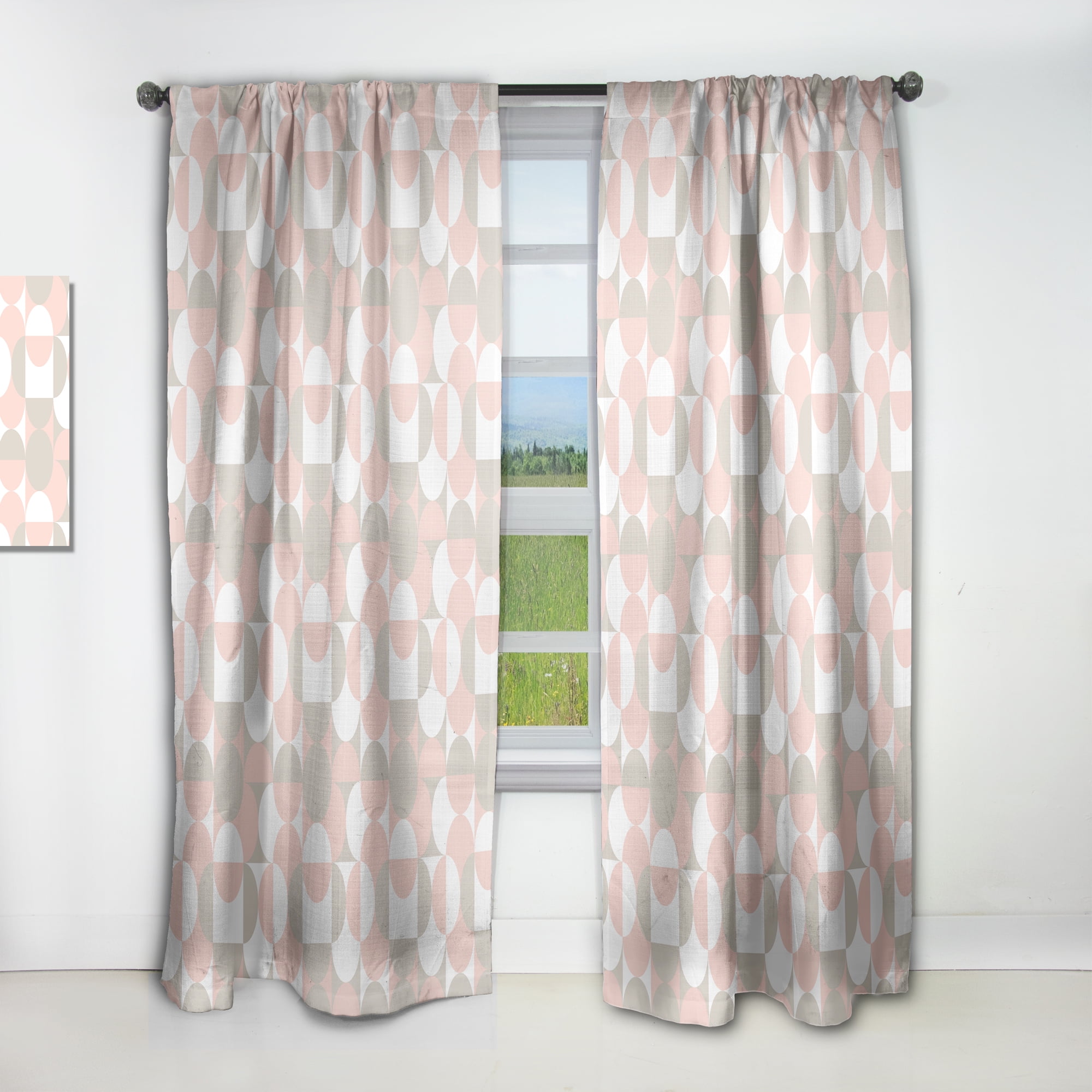 Designart 'Circular Retro Pattern III' Mid-Century Modern Curtain Panel