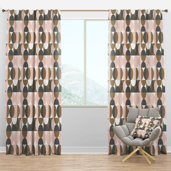 Designart 'Circular Retro Pattern IV' Mid-Century Modern Blackout Curtain Panel
