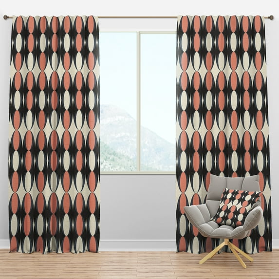 Designart 'Circular Retro Pattern IX' Mid-Century Modern Blackout Curtain Panel