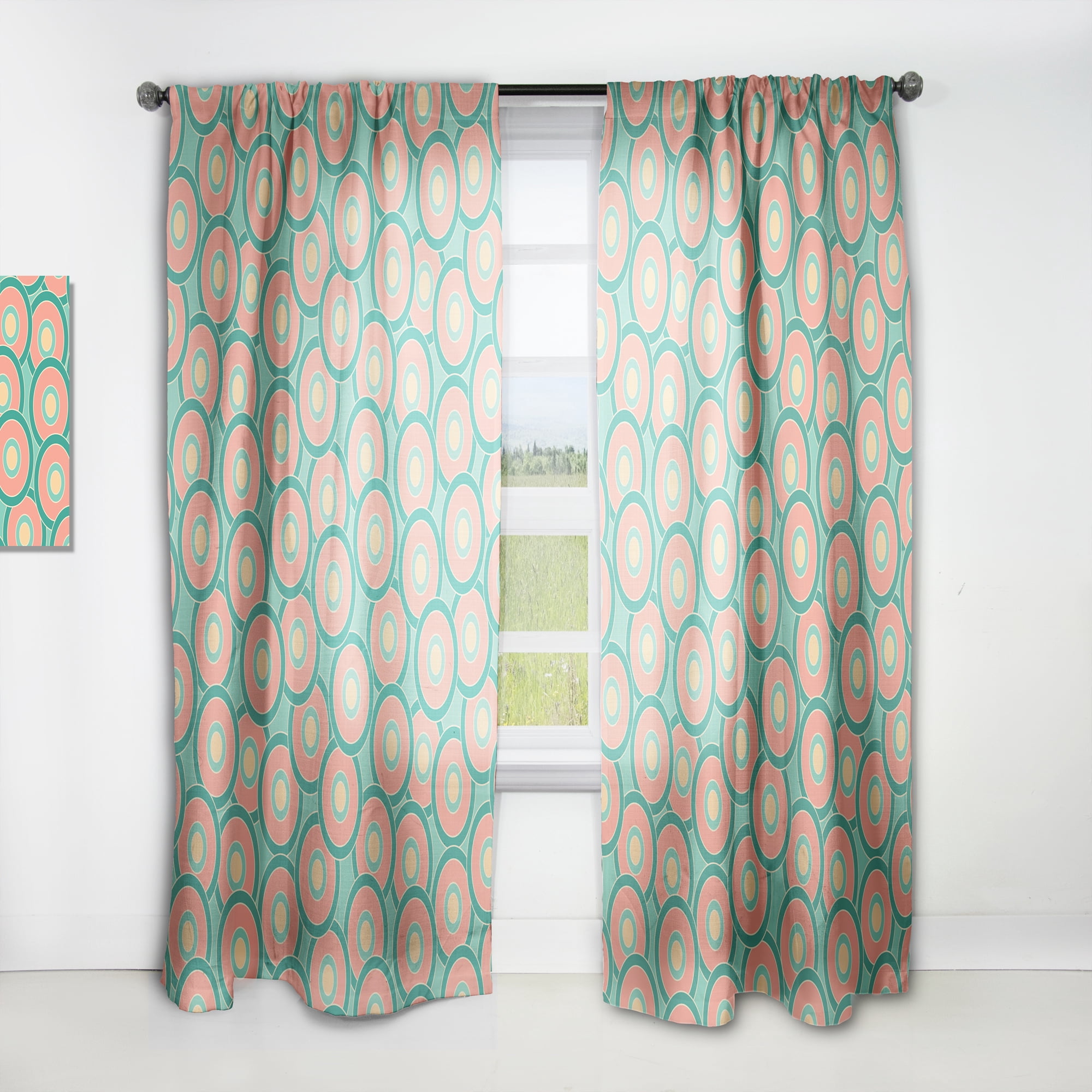 Designart 'Circular Retro Pattern VI' Mid-Century Modern Curtain Panel