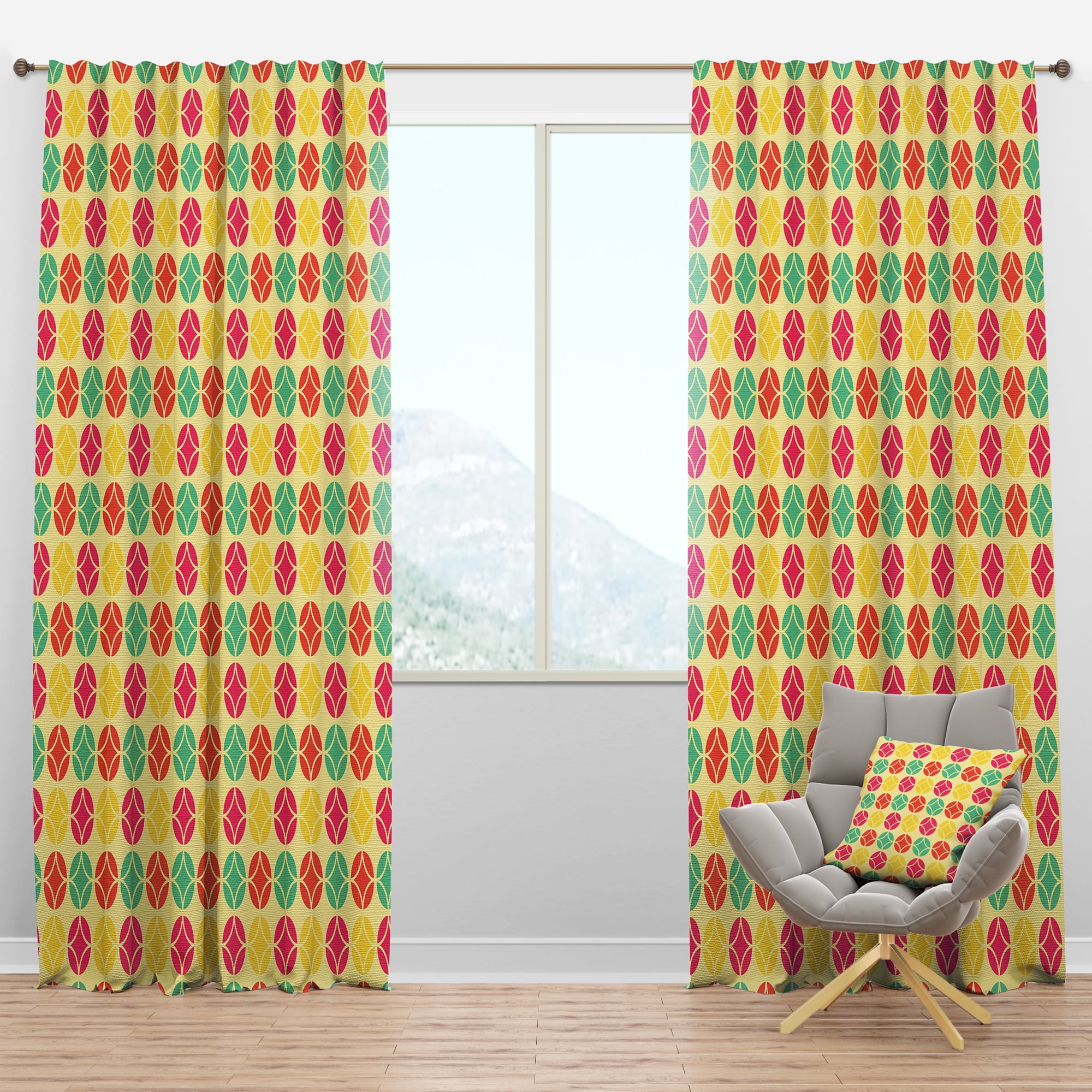 Designart 'Circular Retro Pattern VII' Mid-Century Modern Blackout Curtain Panel