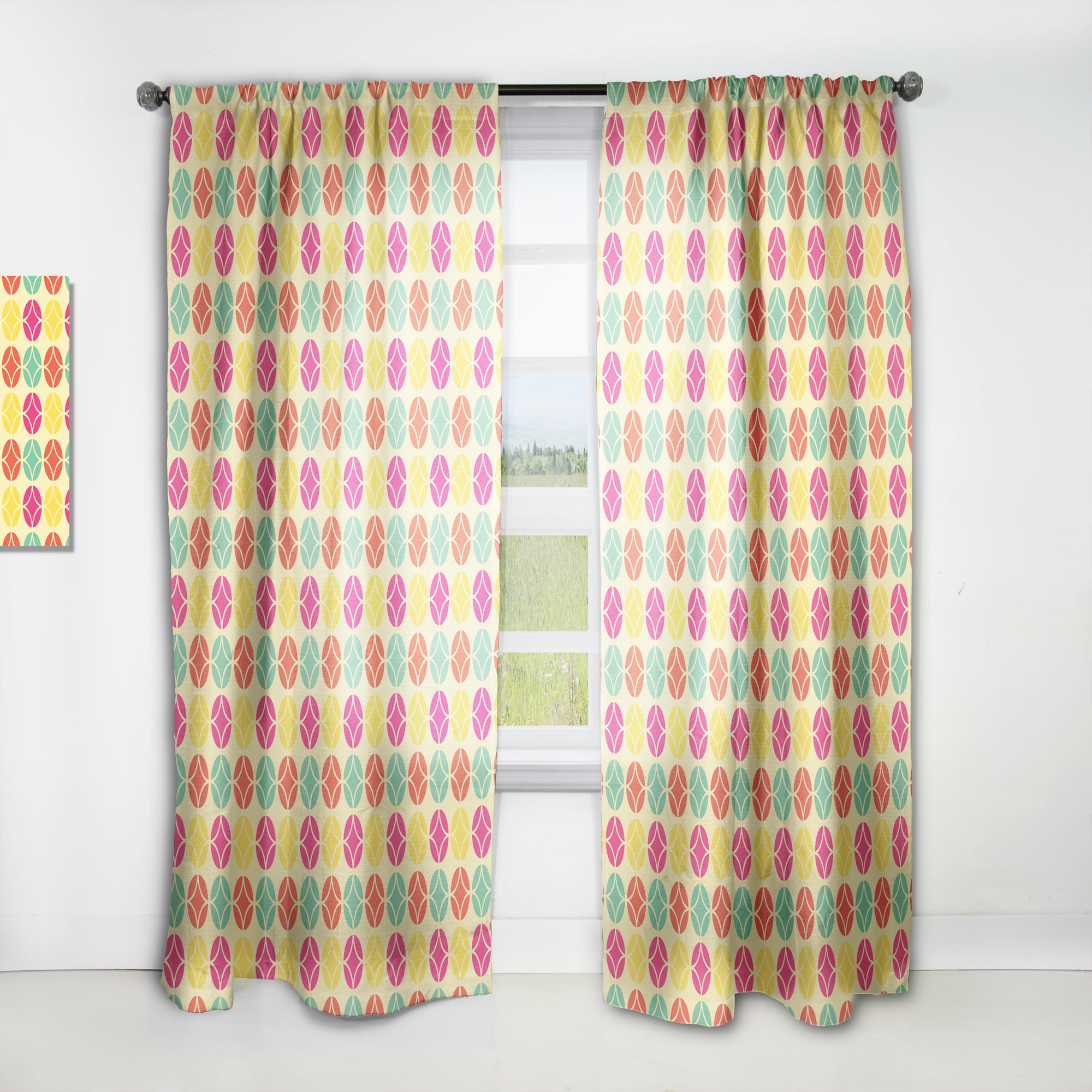 Designart 'Circular Retro Pattern VII' Mid-Century Modern Curtain Panel
