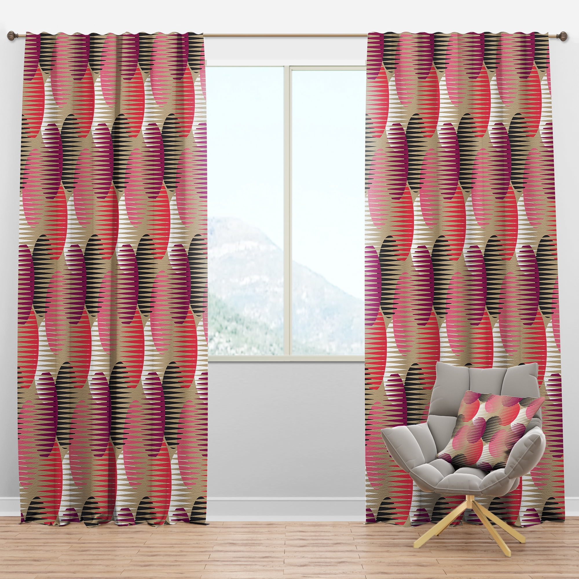 Designart 'Circular Retro Pattern VIII' Mid-Century Modern Blackout Curtain Panel