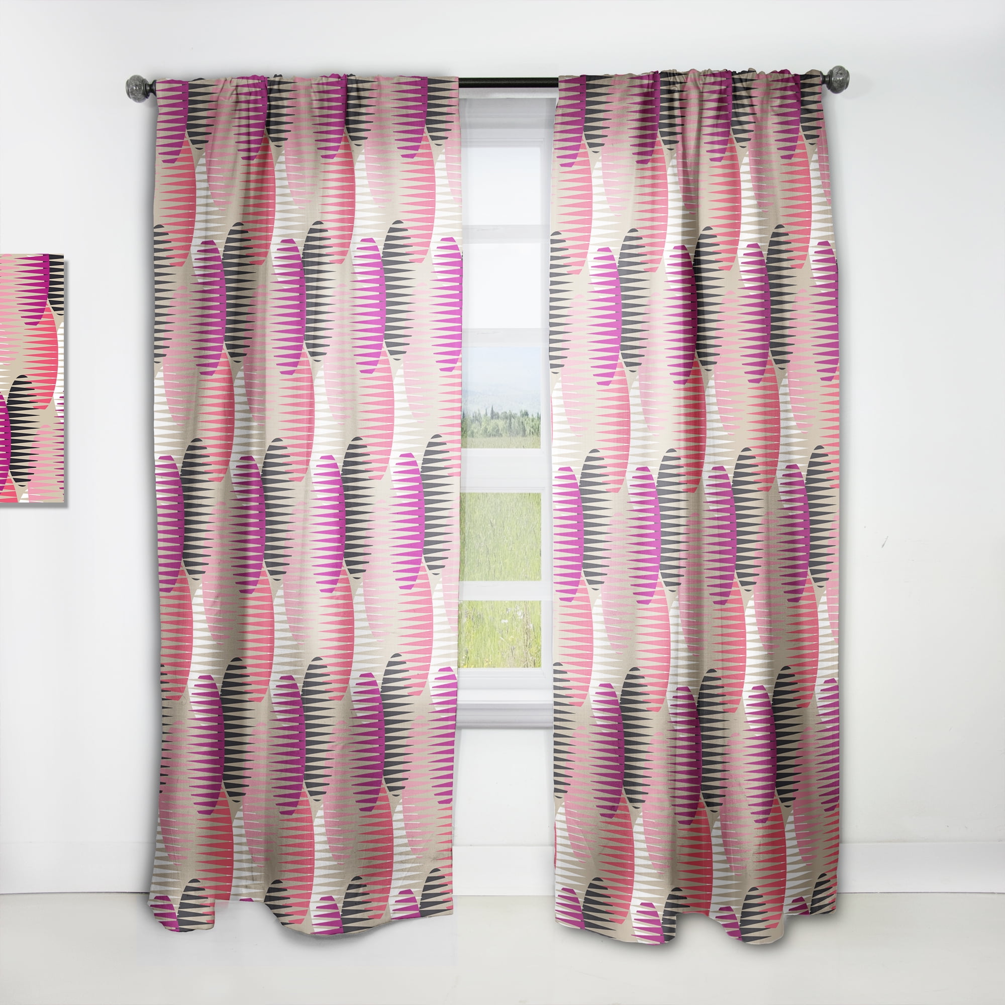 Designart 'Circular Retro Pattern VIII' Mid-Century Modern Curtain Panel