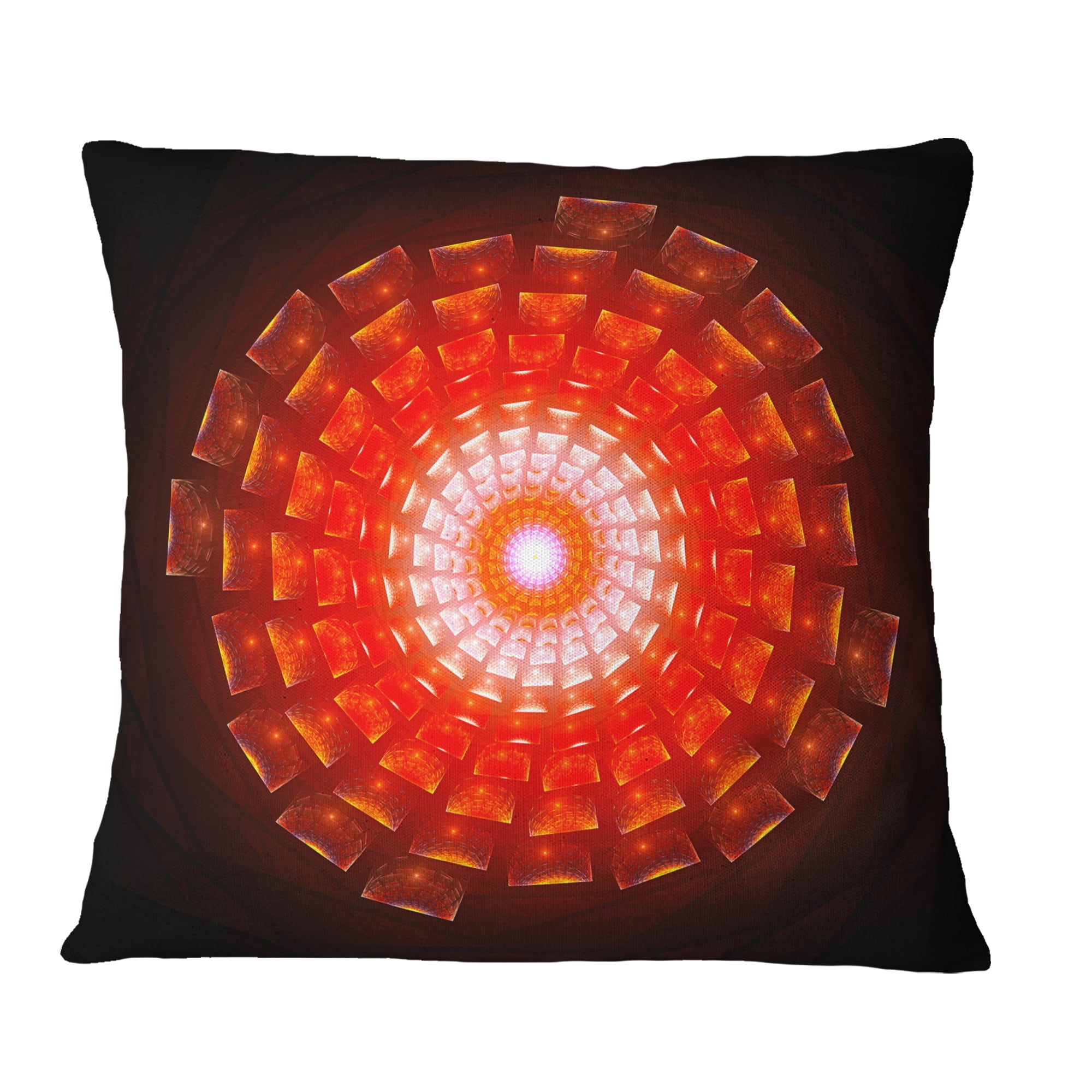 Designart Circular Vortex Broken Particles - Floral Throw Pillow - 18x18