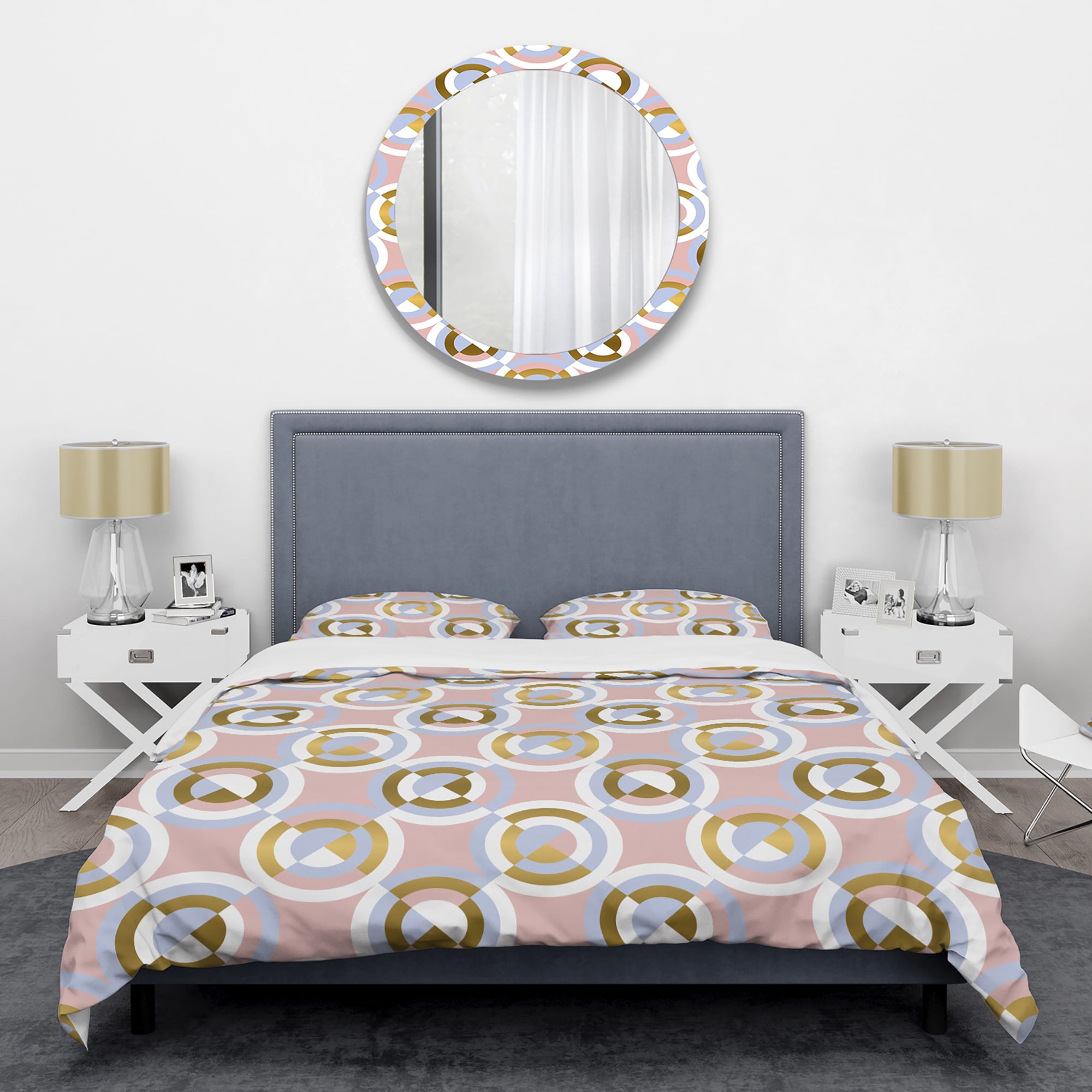 Designart 'Circular geometric shapes pattern' Mid-Century Modern Duvet Cover Set