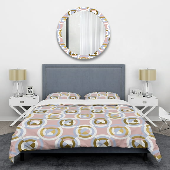 Designart 'Circular geometric shapes pattern' Mid-Century Modern Duvet Cover Set