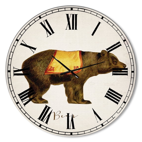 Designart 'Circus Animals Bear' Oversized Cottage Wall Clock