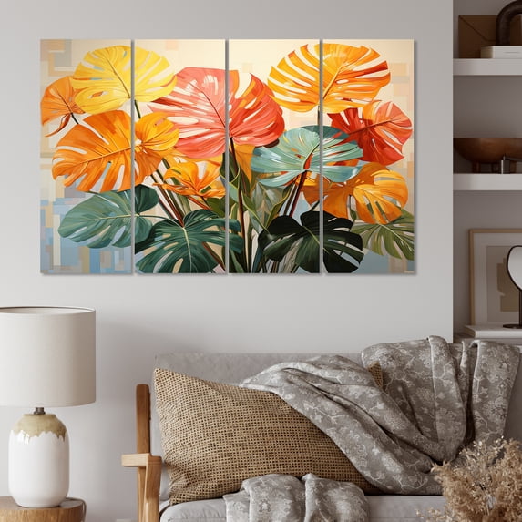Designart "Citrus Jungle Foliage I" Tropical Metal Art Print Set