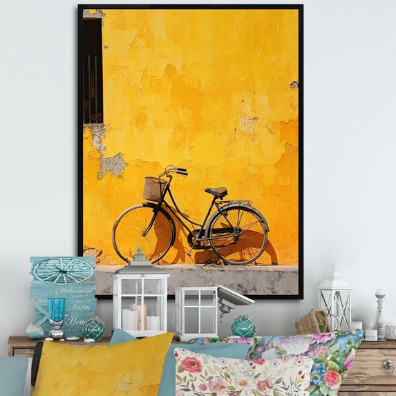 Designart "Citrus Relaxation Bike" Bicycle Floater Framed Wall Decor