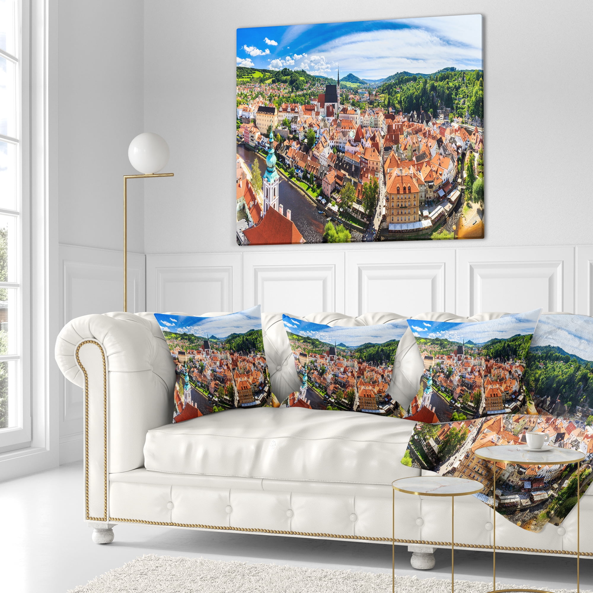 Designart City Aerial View Panorama - Cityscape Throw Pillow - 18x18