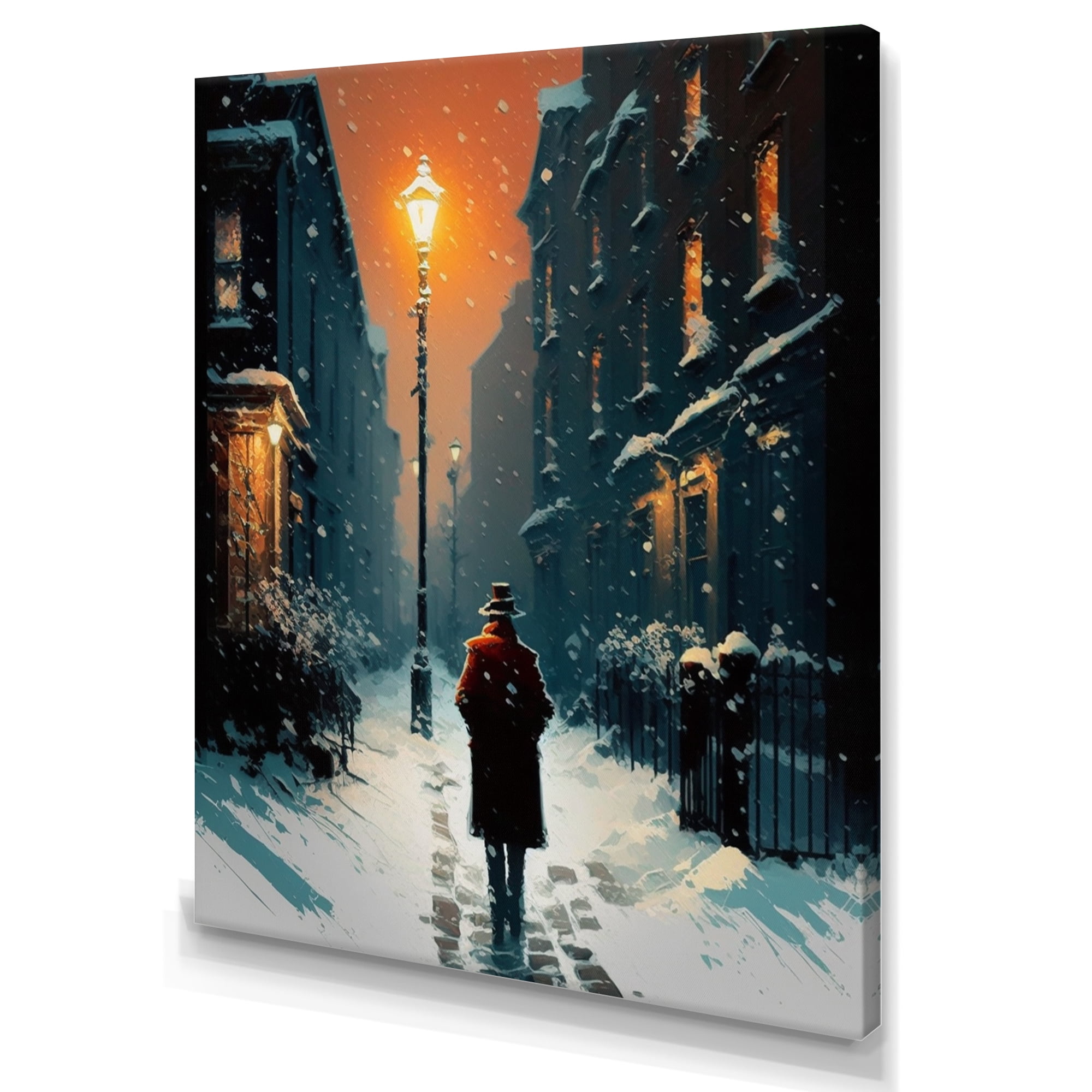 Designart City During The Winter I Canvas Wall Art