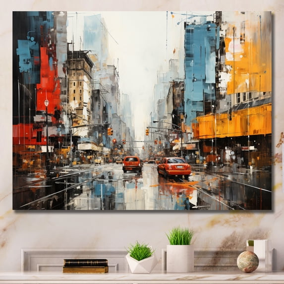 Designart "City Eclecticism" Abstract Collages Wall Art Living Room