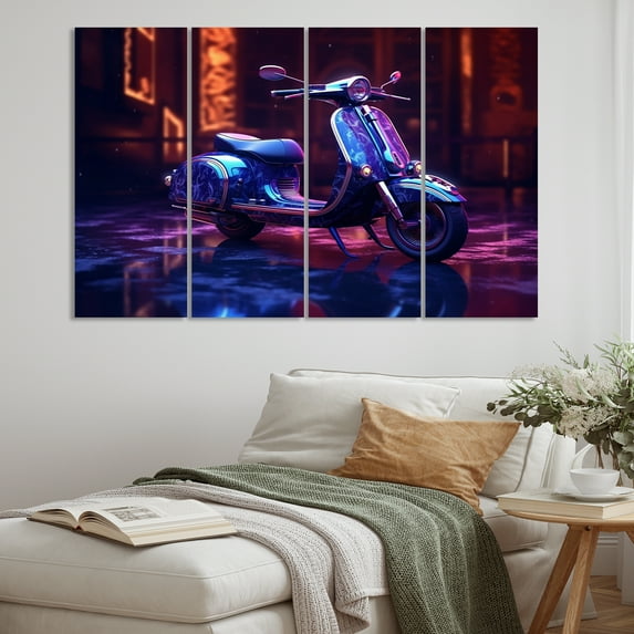 Designart "City Rides on a Scooter III" Transportation Metal Wall Décor Set