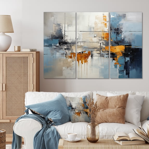 Designart "City Utopia II" Abstract Collages Art Living Room Set