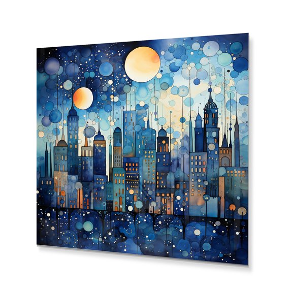 Designart "City Utopia III" Abstract Collages Metal Wall Art Prints