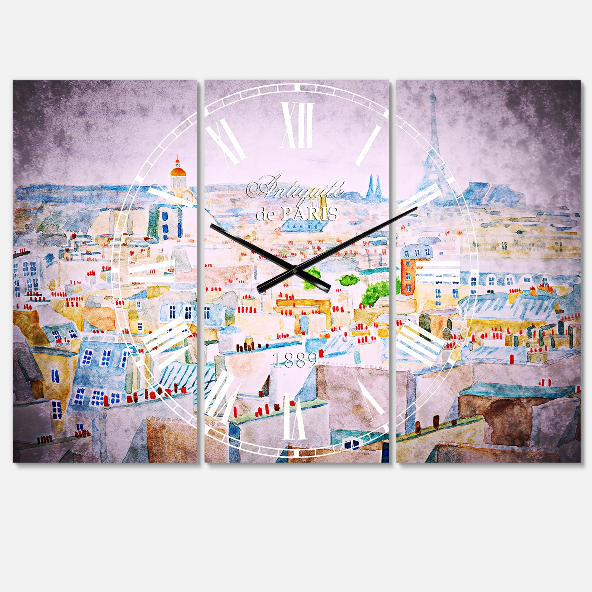 Designart 'City of Paris' Mediterranean Wall Clock