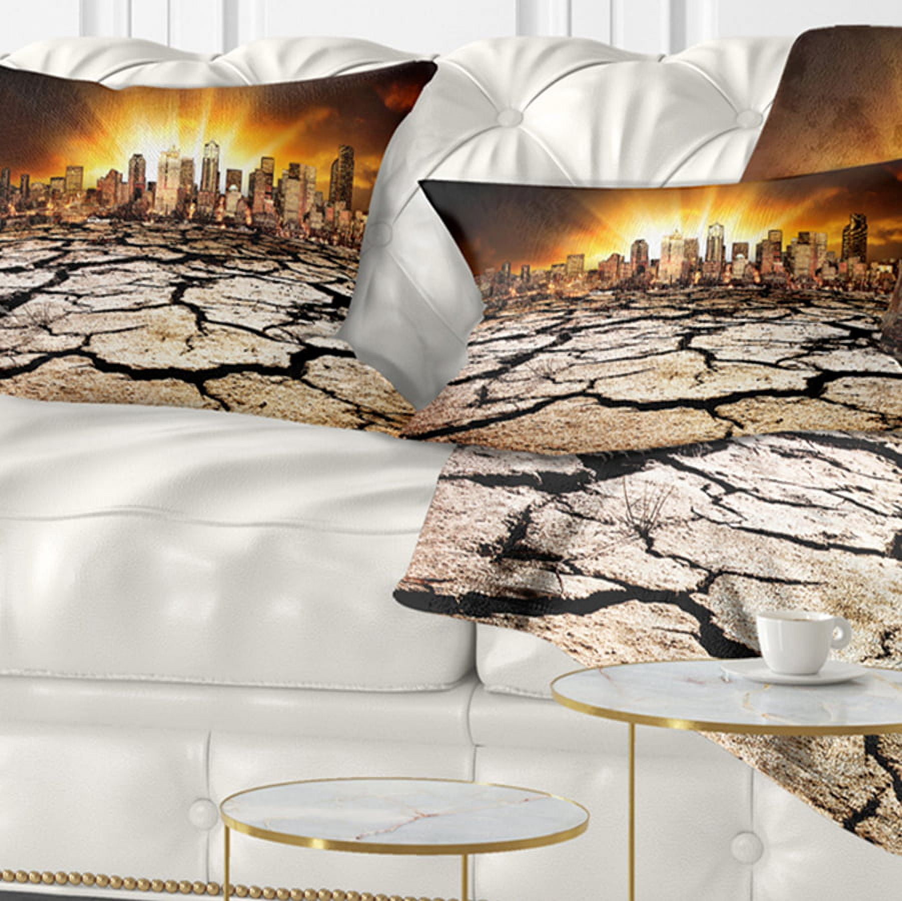 Designart City with Effect of Climate Change - Landscape Printed Throw Pillow - 12x20