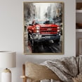 thumbnail image 1 of Designart "Cityscape Hauler Red Pickup Truck Adventure I" Pickup Truck Floater Framed Canvas Wall Art, 1 of 7