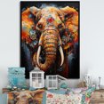 thumbnail image 1 of Designart "Cityscape Of Graffiti Pachyderms I" Animals Elephant Floater Framed Wall Art Prints, 1 of 5