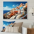 thumbnail image 1 of Designart "Cityscape Popart Colorful Santorini painting I" Santorini Floater Framed Wall Decor, 1 of 7