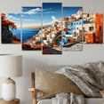 thumbnail image 1 of Designart "Cityscape Popart Colorful Santorini painting III" Santorini Metal Wall Decor Set, 1 of 5