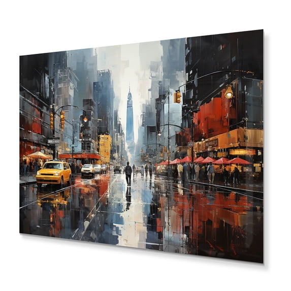 Designart "Cityscape composition VI" Abstract Collages Metal Wall Art