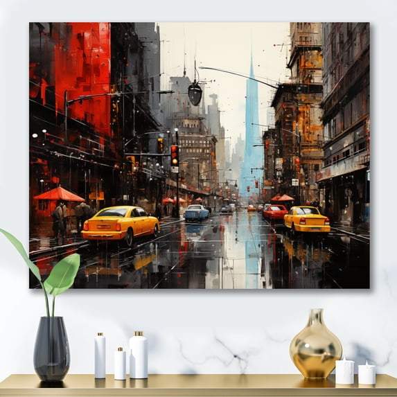 Designart "Cityscape composition VII" Abstract Collages Wall Art Living Room
