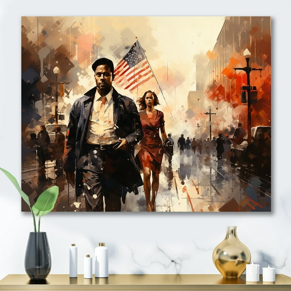 Designart "Civil Rights March African American Perspective I" People Wall Art - Global Black African American Art Bedroom Canvas Wall Art